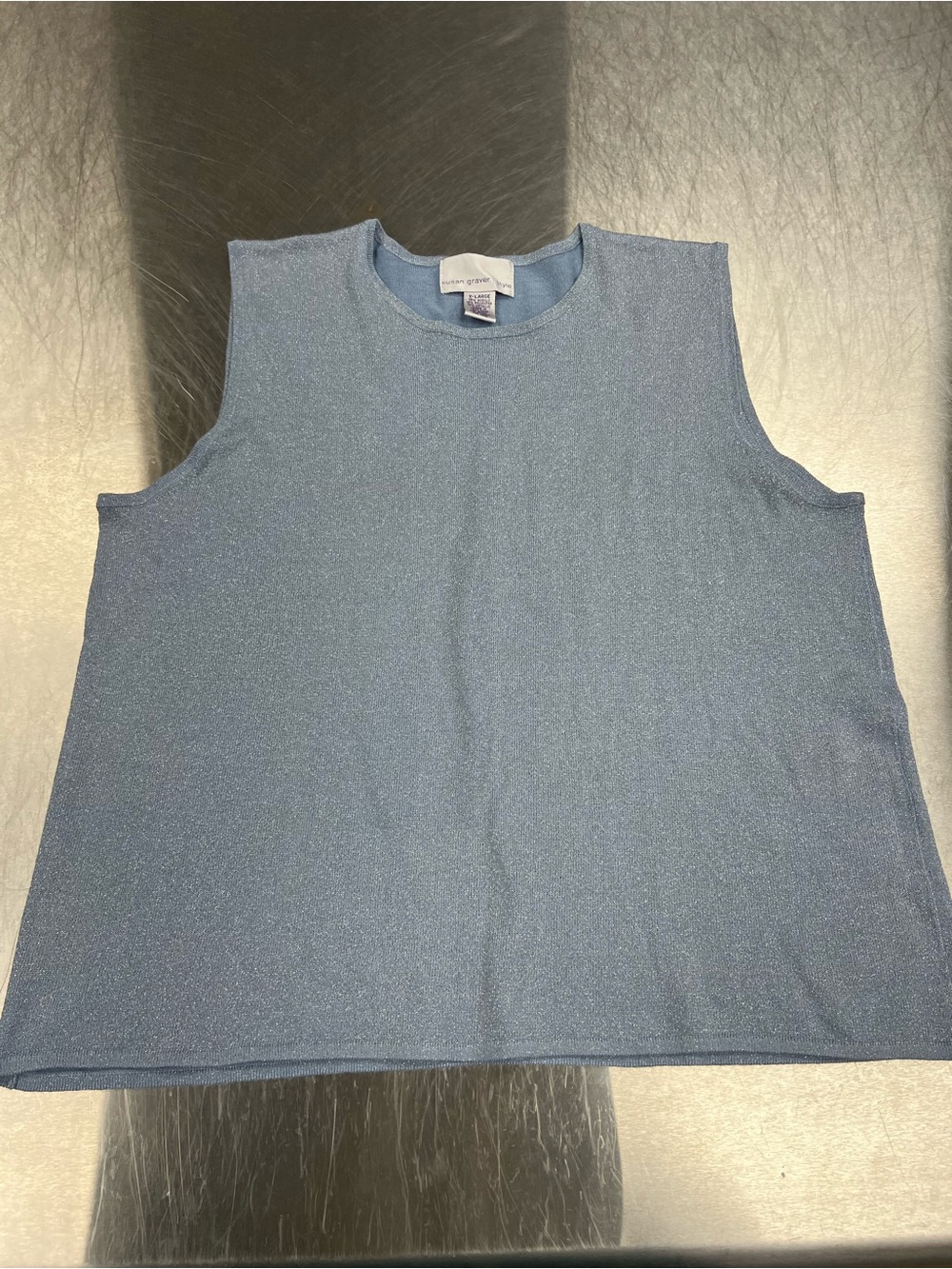 Susan Graver Sleeveless Metallic Blue Tank Top Layer Women’s XL